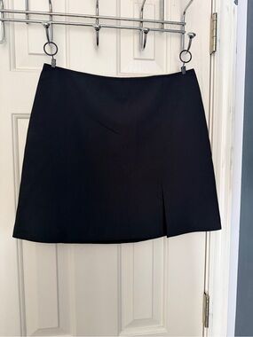 Star City Black Mini Skirt with Front Slit
